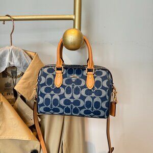 NWT Coach Outlet Mini Rowan Crossbody Bag In Signature Denim